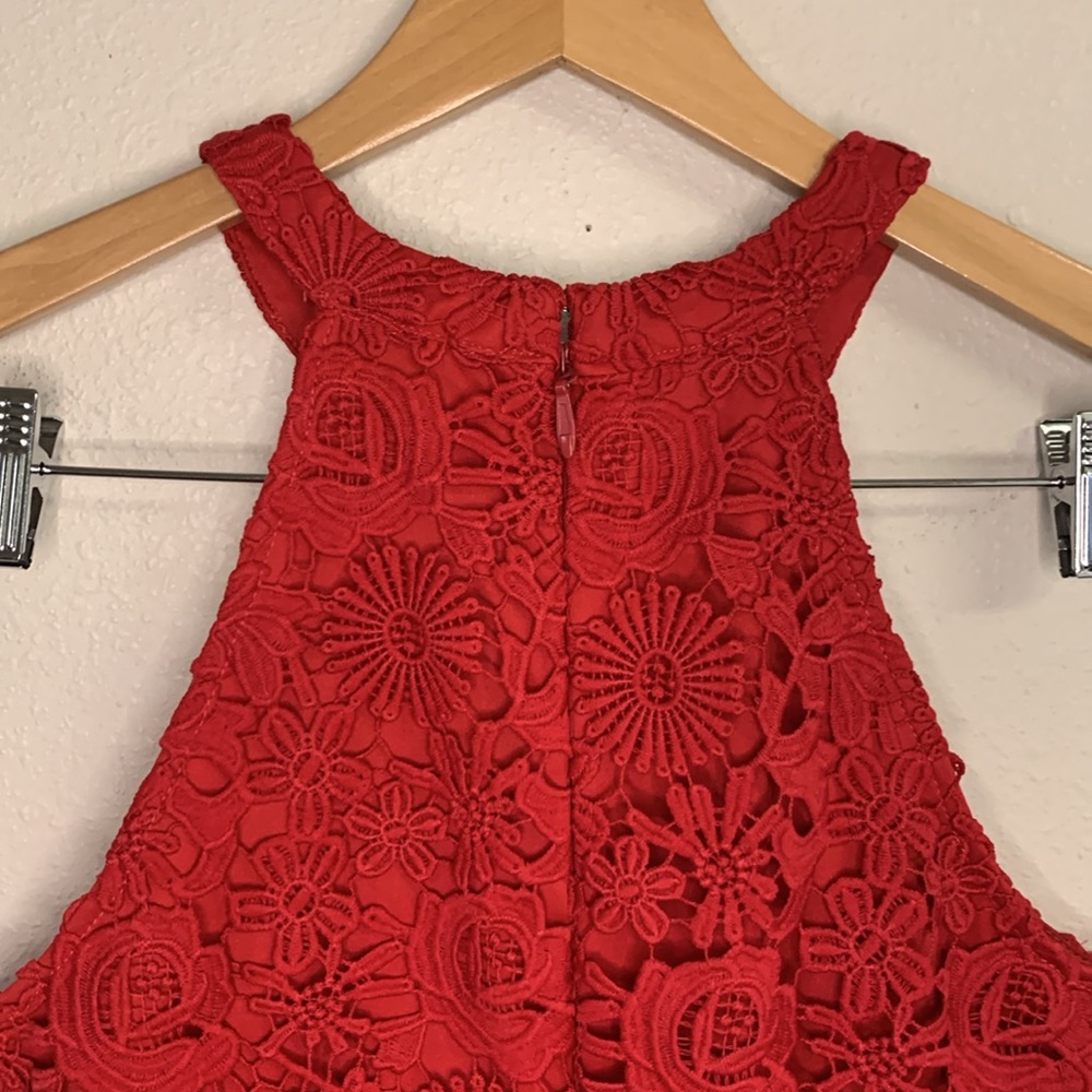 Lulu's Red Lace Mini Dress - Picture 8 of 10